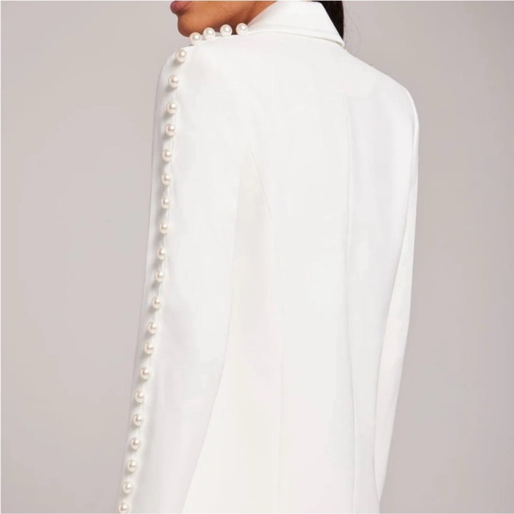 NADINE MERABI Charlotte White Embellished Blazer - Picture 4 of 13